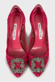 Pink lace shoes