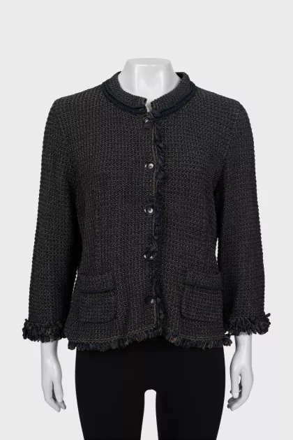 Woven jacket with 3/4 sleeves