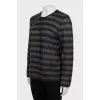 Short pile striped cardigan