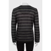 Short pile striped cardigan