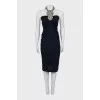 Dark blue dress decorated with rhinestones