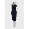 Dark blue dress decorated with rhinestones