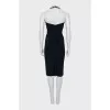 Dark blue dress decorated with rhinestones
