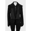 Black leather jacket with hooks