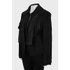 Black leather jacket with hooks