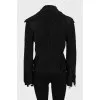 Black leather jacket with hooks