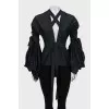 Black blouse with ties