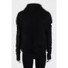 Black long pile sweater