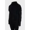 Black long pile sweater