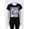 Black T-shirt decorated with sequins
