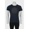 Men's navy blue printed T-shirt