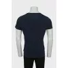 Men's navy blue printed T-shirt