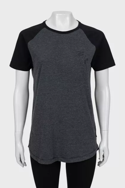 Two-tone T-shirt with brand logo