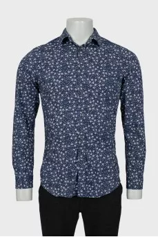 Men's blue printed shirt