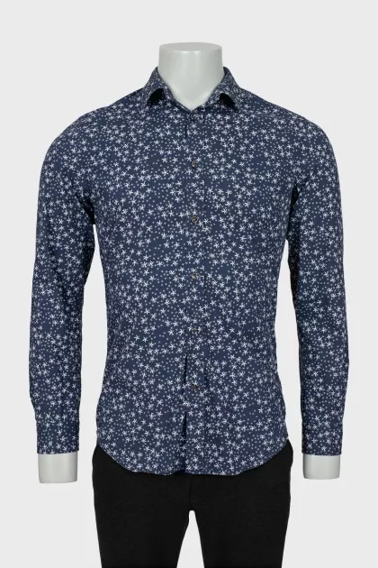 Men's blue printed shirt