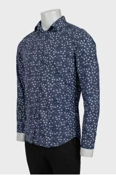 Men's blue printed shirt