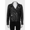 Straight fit leather jacket