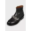 Leather boots with chain