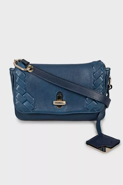 Woven leather crossbody bag