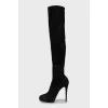 Pointed toe suede over the knee boots