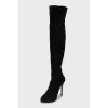 Pointed toe suede over the knee boots