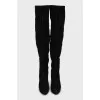 Pointed toe suede over the knee boots