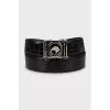 Men's black belt with embossed leather