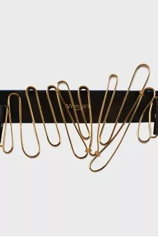 Black leather belt with gold buckle