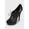 Open toe ankle boots with perforations