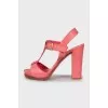 Pink high heel sandals