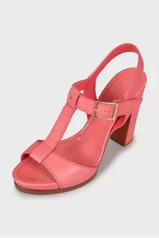 Pink high heel sandals
