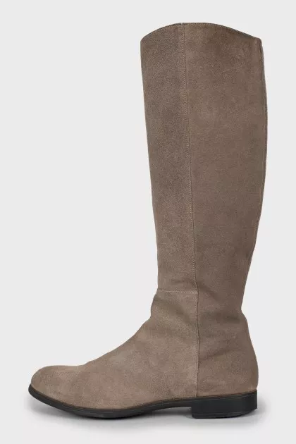 Suede boots with zipper