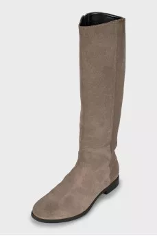 Сапоги из замши на молнии 