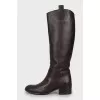 Brown leather boots