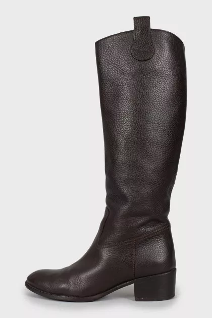 Brown leather boots