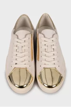 Suede sneakers with tag