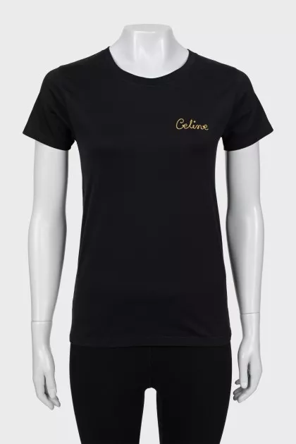 Black T-shirt with embroidered logo