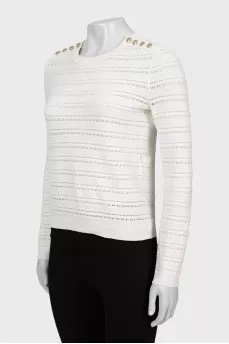 Knitted jumper with gold buttons