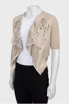 Cropped cardigan with perforations