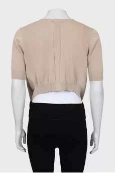 Cropped cardigan with perforations