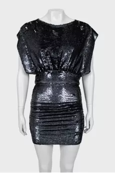 Mini dress embroidered with sequins