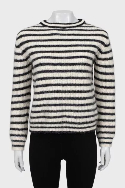 Long pile striped sweater