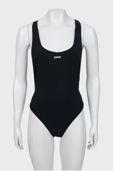 One-piece swimsuit with brand logo