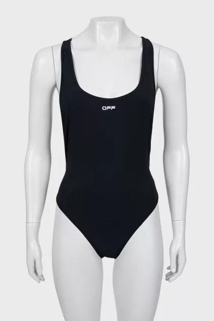 One-piece swimsuit with brand logo