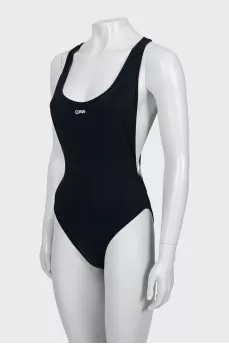 One-piece swimsuit with brand logo