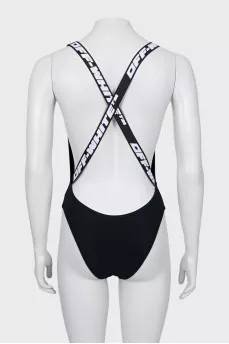 One-piece swimsuit with brand logo