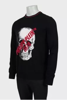 Men's black sweatshirt with skull print