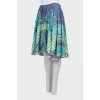 Printed silk A-line skirt