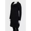 Black coat with knitted collar