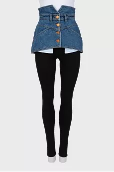 Denim peplum with gold buttons